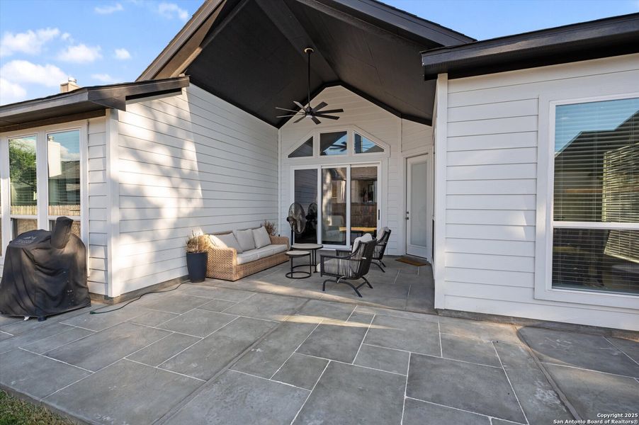 Exterior details and patio area of a home in Mesa Western, Cibolo (Image 21).
