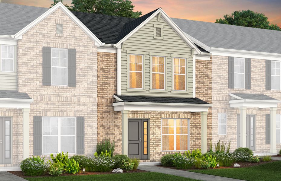 Front exterior of a new home in Riverstone, Monroe, NC, highlighting curb appeal (Image 22).