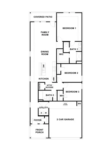 2D floor plan layout for the The Caroline by D.R. Horton in Trails of Windcrest, Fredericksburg, TX (Image 3).