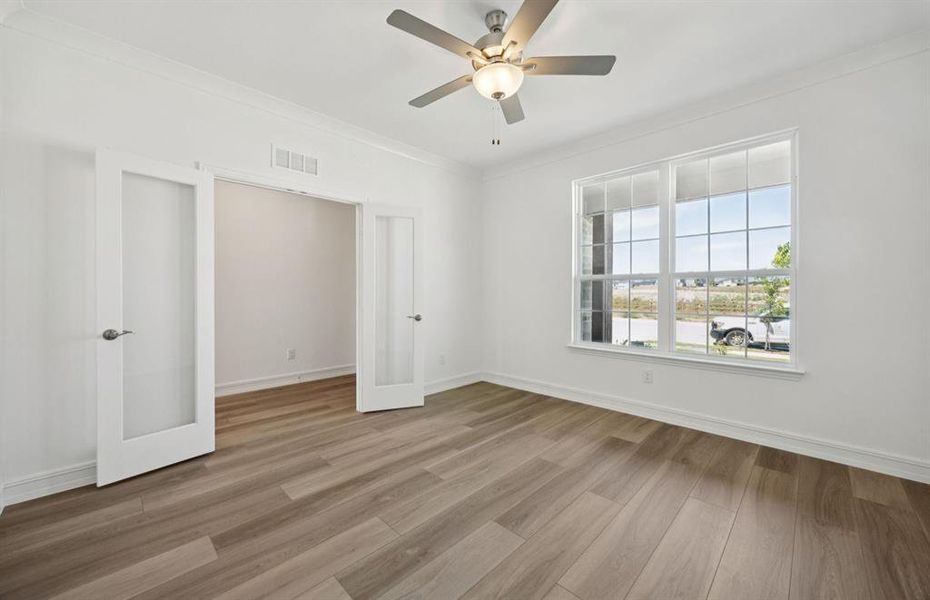 Elegant study with French doors *real home pictured