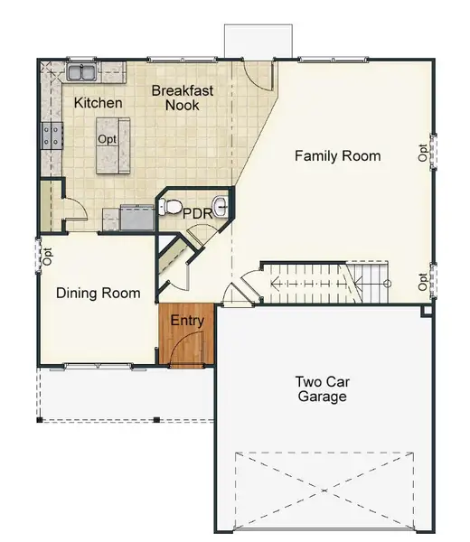2D floor plan layout for the Greensboro by Keystone Homes NC in The Wilcox, Greensboro, NC (Image 5).