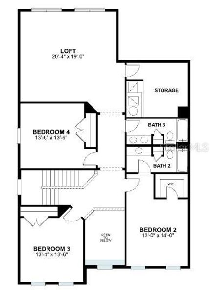 2D floor plan layout of this home in Wolf Lake Ranch, Apopka, FL (Image 3).