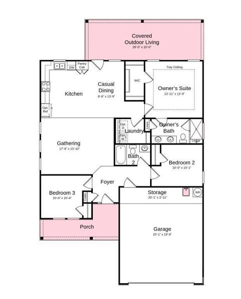 Floor Plan - Structural options added include: full front porch, sink in the garage, and covered outdoor living area.