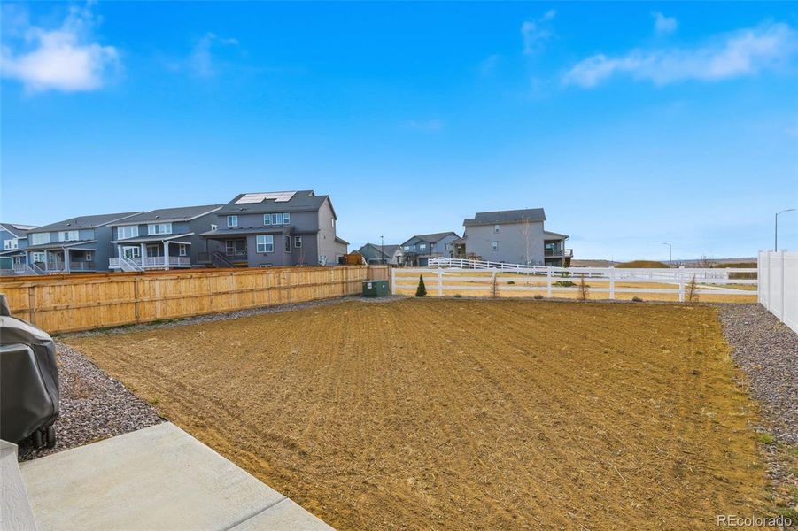 Spacious yard before grass grows back