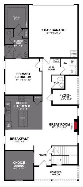 2D floor plan layout of this home in Treeline, Justin, TX (Image 3).