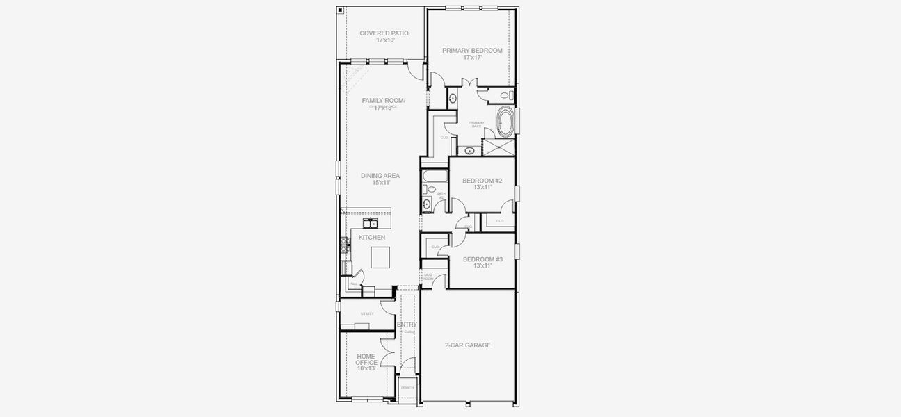 2D floor plan layout for the 1984W by Perry Homes in Lakes of Cane Island, Katy, TX (Image 5).