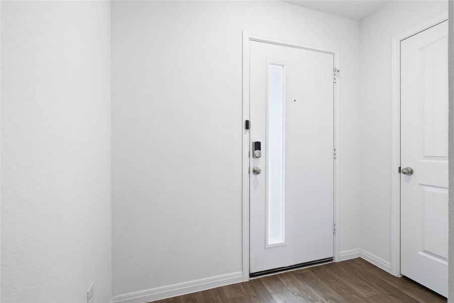The front entry comes with a convenient coat closet. The front entry comes with a convenient coat closet.