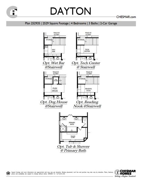 2D floor plan layout for the Dayton by Chesmar Homes in New Haven, Manor, TX (Image 3).