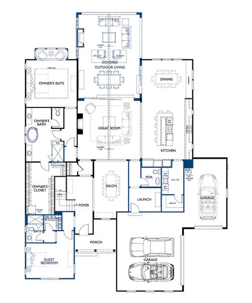 2D floor plan layout of this home in Weddington Grove, Weddington, NC (Image 4).