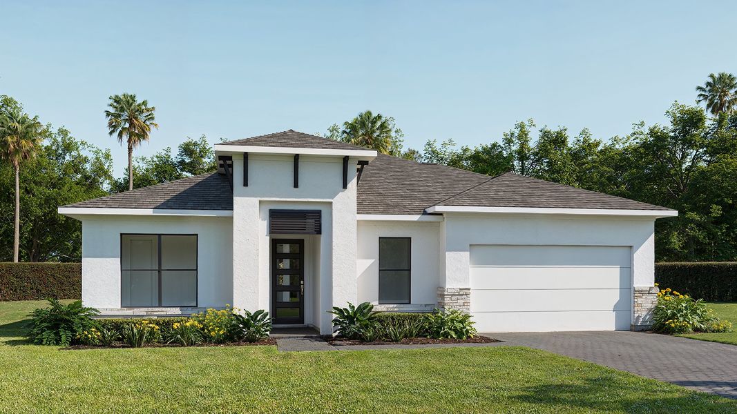 Representative exterior photo of a completed home built from the 2957F by Perry Homes in Glynlea Country Club 60', Port St. Lucie, FL (Image 4).