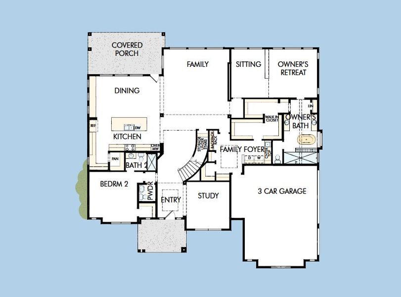 2D floor plan layout for the The Laredo by David Weekley Homes in Briarley, Montgomery, TX (Image 2).