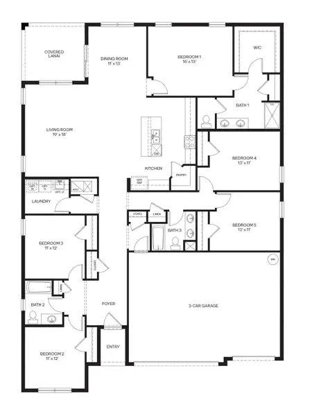 2D floor plan layout for the Covington by D.R. Horton in Fernwood, Zellwood, FL (Image 3).