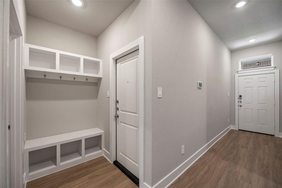 Mud room just off of the garage entrance and laundry room.