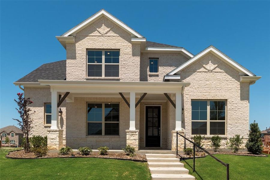 Front exterior of a new home in Villages of Creekwood, Frisco, TX, highlighting curb appeal (Image 17). Front exterior of a new home in Villages of Creekwood, Frisco, TX, highlighting curb appeal (Image 17).