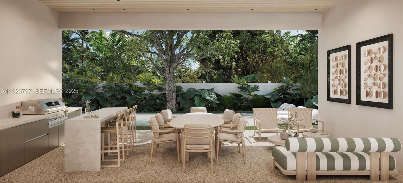 Furnished interior view inside a new home in , Miami Springs (Image 2).