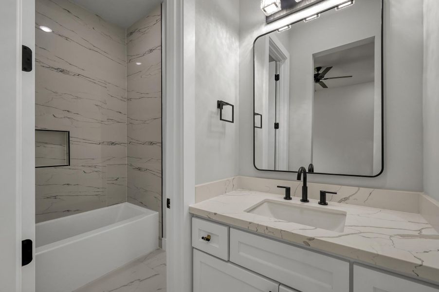 One of the private vanities with sink off the shared Jack and Jill bathroom. One of the private vanities with sink off the shared Jack and Jill bathroom.