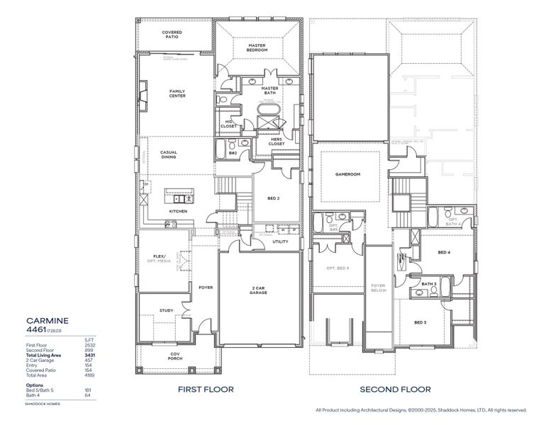 2D floor plan layout for the Carmine - SH 4461 by Shaddock Homes in Tavolo Park, Fort Worth, TX (Image 3). 2D floor plan layout for the Carmine - SH 4461 by Shaddock Homes in Tavolo Park, Fort Worth, TX (Image 3).