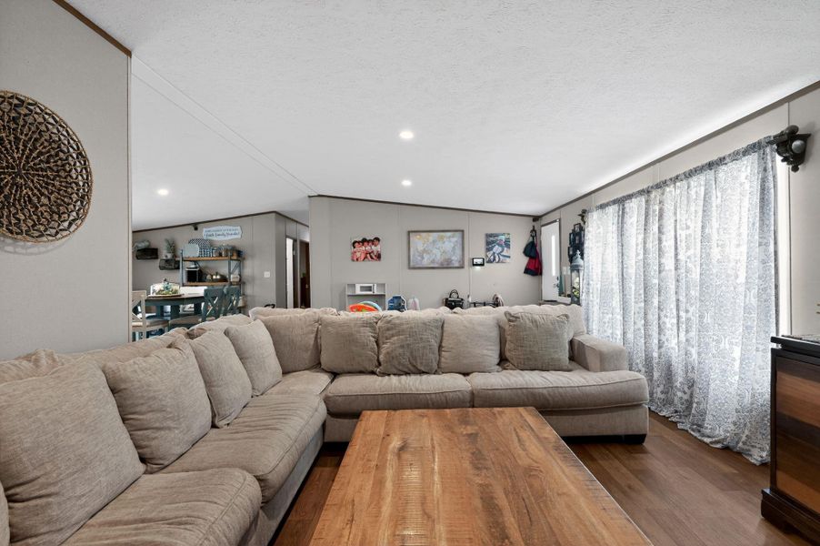 Open floor plan with a spacious living room