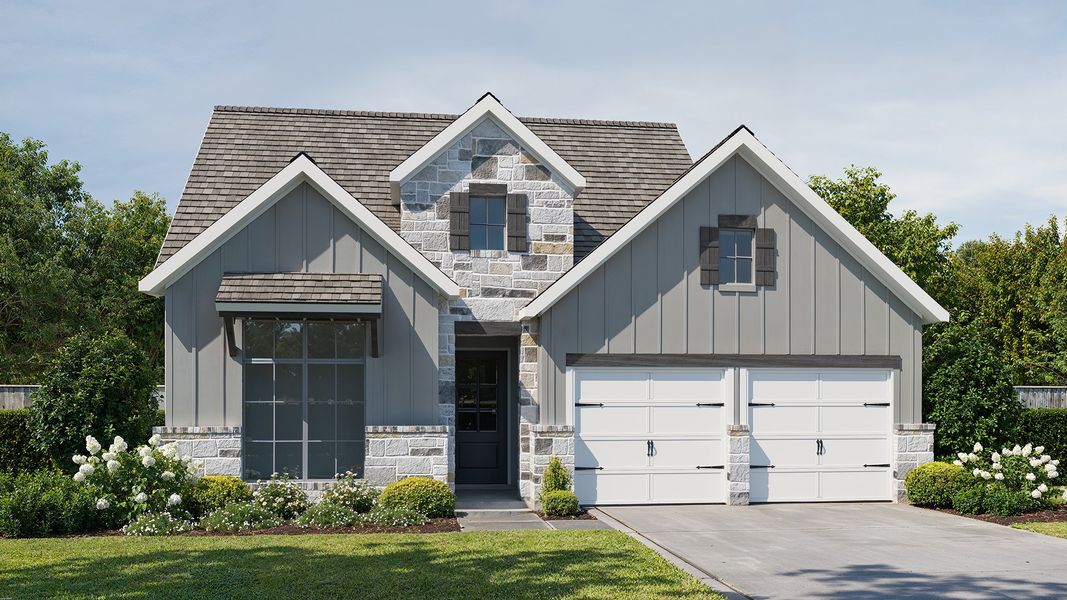 Representative exterior photo of a completed home built from the 2513W by Perry Homes in Santa Rita Ranch Tierra Rosa, Liberty Hill, TX (Image 22).