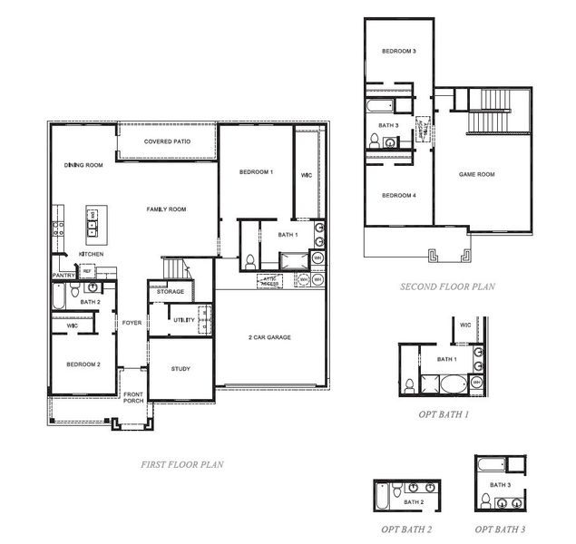 2D floor plan layout of this home in Tamarron, Fulshear, TX (Image 5).