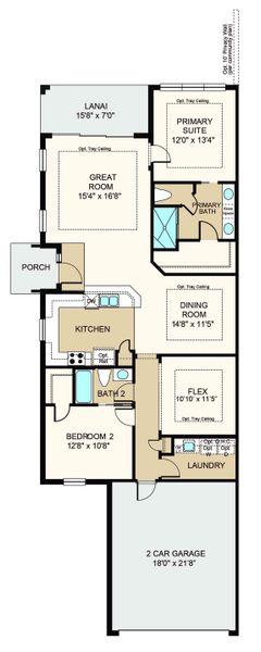 2D floor plan layout of this home in Esplanade at Azario Lakewood Ranch, Lakewood Ranch, FL (Image 2). 2D floor plan layout of this home in Esplanade at Azario Lakewood Ranch, Lakewood Ranch, FL (Image 2).