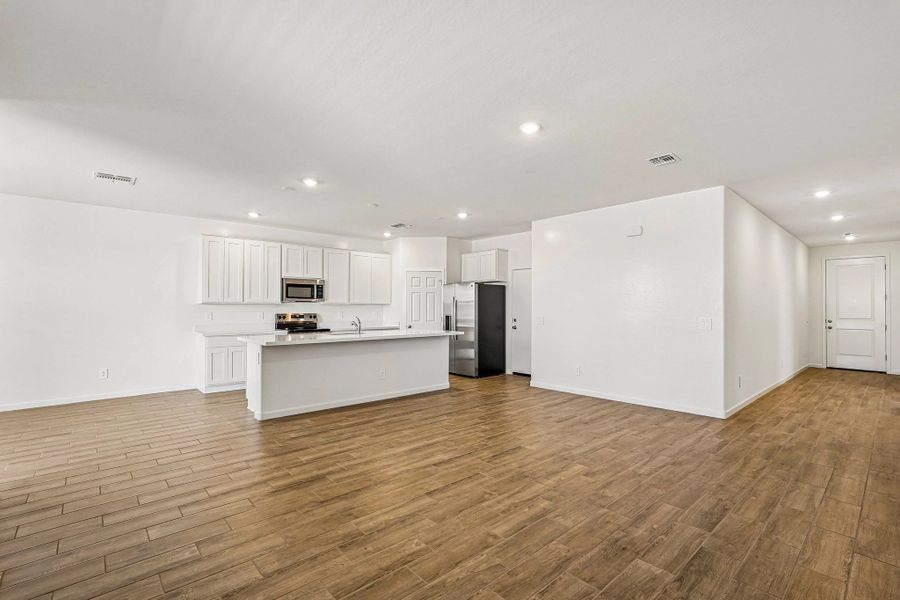 Great room and kitchen Great room and kitchen