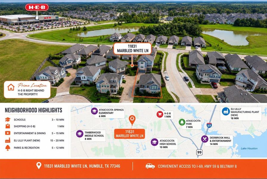 Minutes from HEB and major highway 59 and Beltway 8.