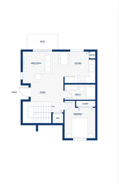 2D floor plan layout for the Olivia B by Bluenest Development in Limonar Estates, Homestead, FL (Image 3).