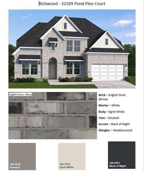 Sample of building materials used in homes in The Meadows at Imperial Oaks, Conroe (Image 6).
