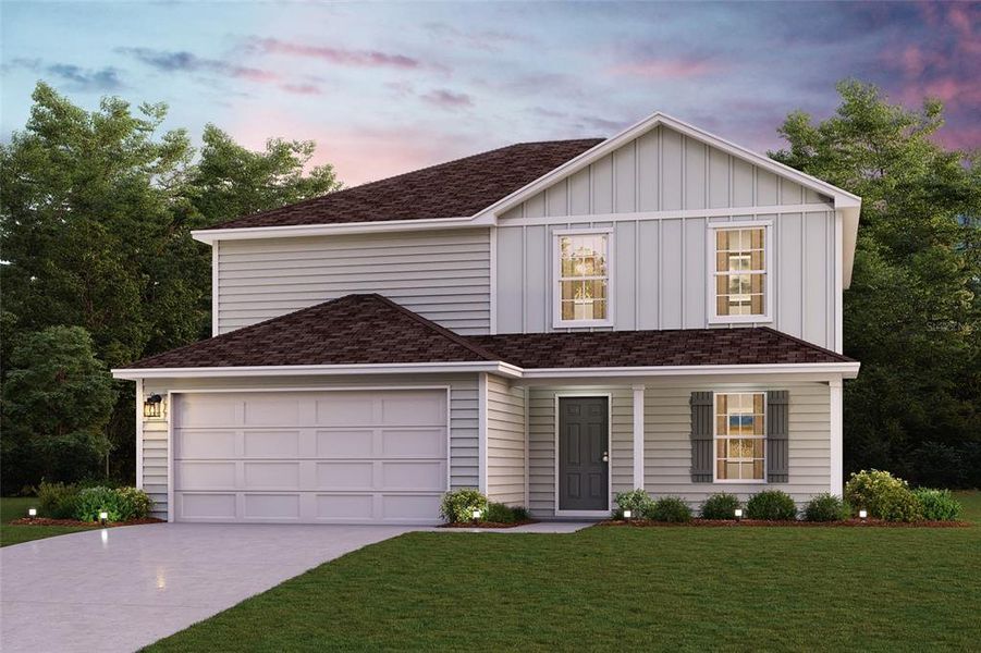 Front exterior of a new home in Palm Coast Signature, Palm Coast, FL, highlighting curb appeal (Image 1).