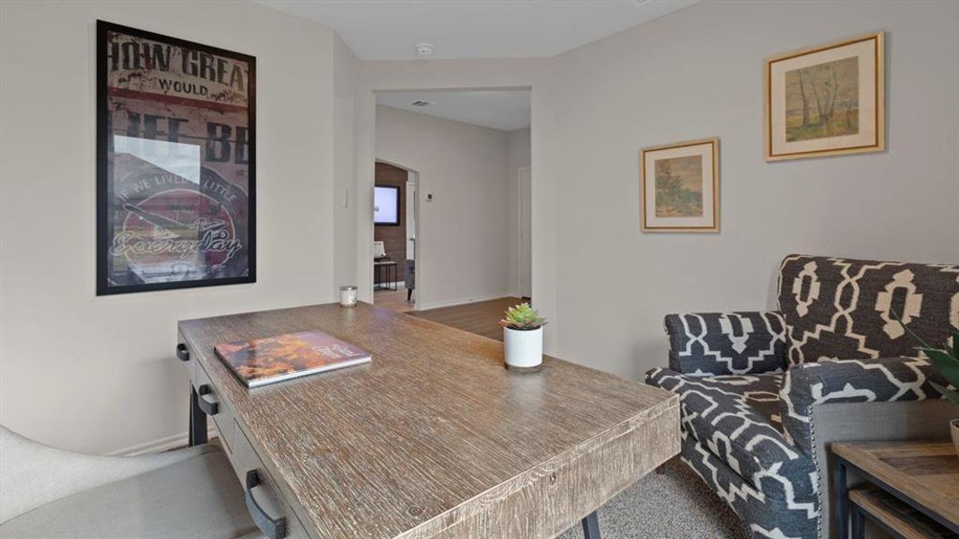 Office space featuring arched walkways