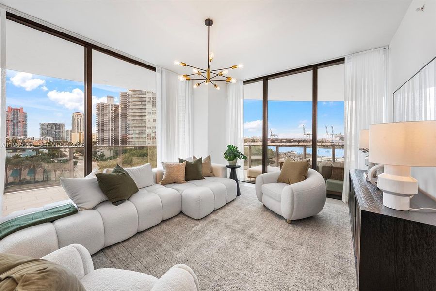 Furnished interior view inside a new home in Five Park, Miami Beach (Image 32).