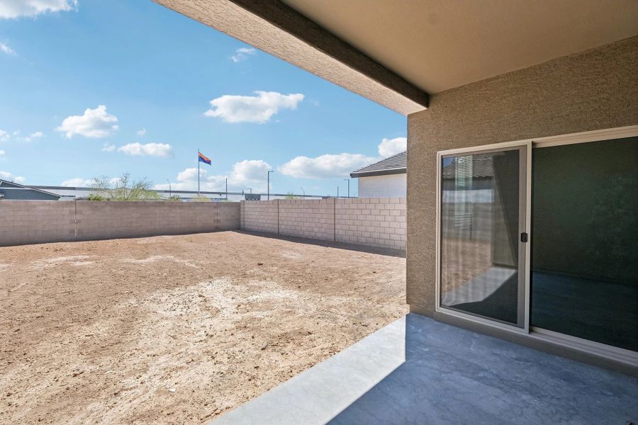 Covered patio to large backyard