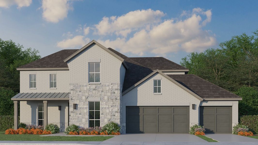 Plan 1689 Elevation C with Stone & 3 Car Garage Plan 1689 Elevation C with Stone & 3 Car Garage