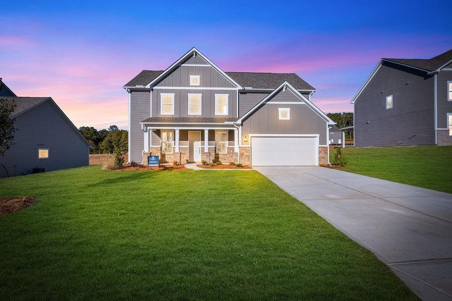 Front exterior of a new home in Pickens Bluff, Hiram, GA, highlighting curb appeal (Image 2).