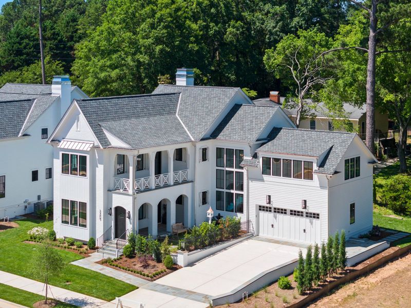 Representative exterior photo of a completed home built from the Olivia by Homes by Dickerson in The Founding at Blue Ridge, Raleigh, NC (Image 1). Representative exterior photo of a completed home built from the Olivia by Homes by Dickerson in The Founding at Blue Ridge, Raleigh, NC (Image 1).