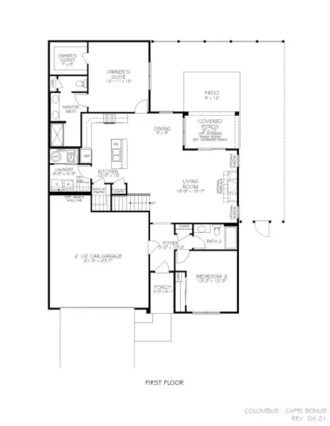 2D floor plan layout for the Capri by Eastman Homes in The Courtyards at Lupton Village, Fort Lupton, CO (Image 3).