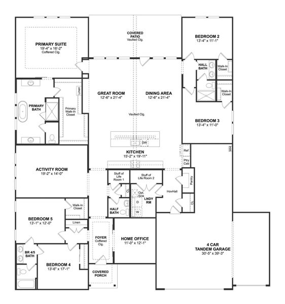 2D floor plan layout for the Denver by K. Hovnanian® Homes in Magnolia Trails, Needville, TX (Image 3). 2D floor plan layout for the Denver by K. Hovnanian® Homes in Magnolia Trails, Needville, TX (Image 3).