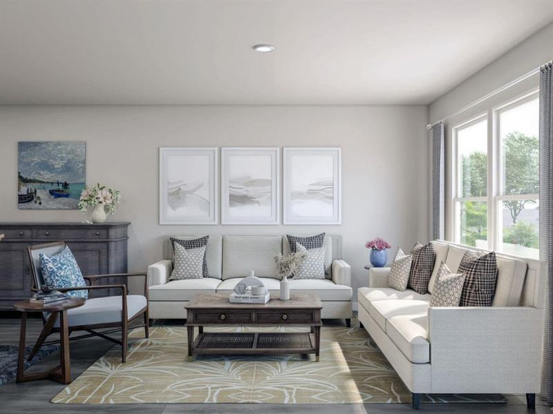 Furnished interior in a model home at Still Water Lake in Godley (Image 7).