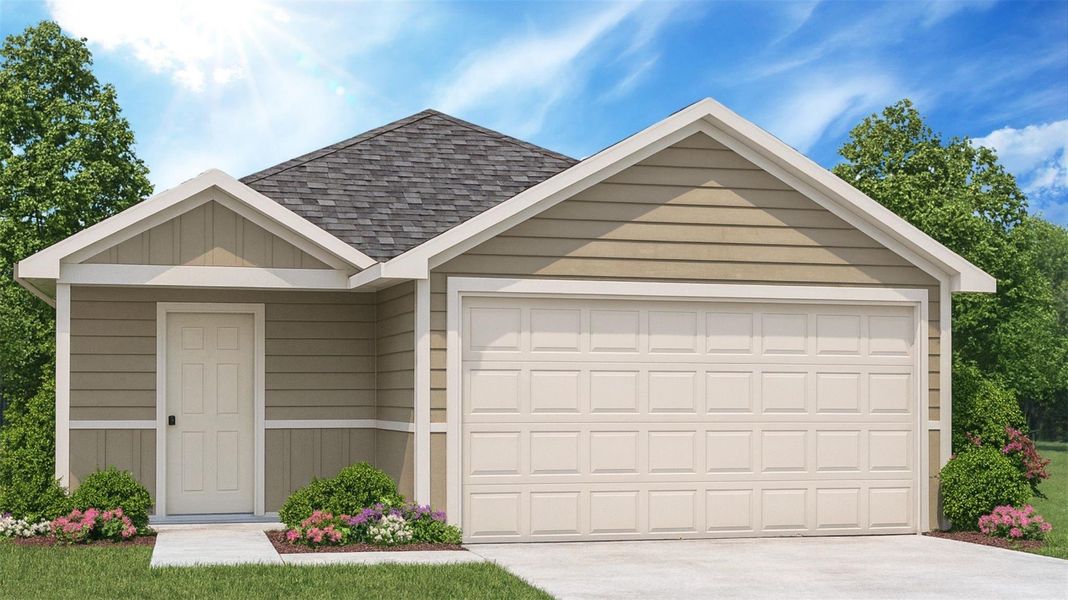 Front exterior of a new home in Sunset Valley, Hockley, TX, highlighting curb appeal (Image 1). Front exterior of a new home in Sunset Valley, Hockley, TX, highlighting curb appeal (Image 1).
