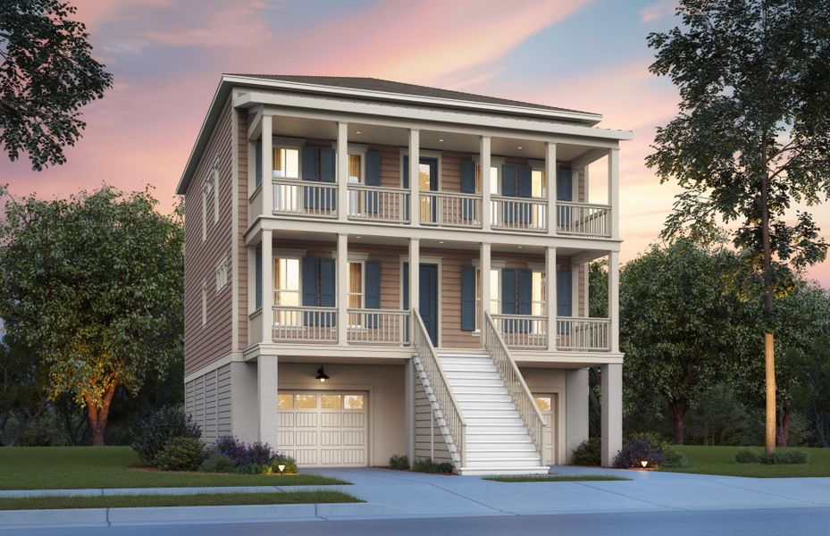 Representative exterior photo of a completed home built from the Primrose - Drive Under by Pulte Homes in Heartwood, Richmond Hill, GA (Image 4).