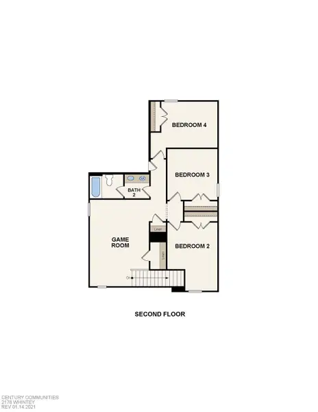 2D floor plan layout of this home in The Lakes at Black Oak Villas, Magnolia, TX (Image 3).