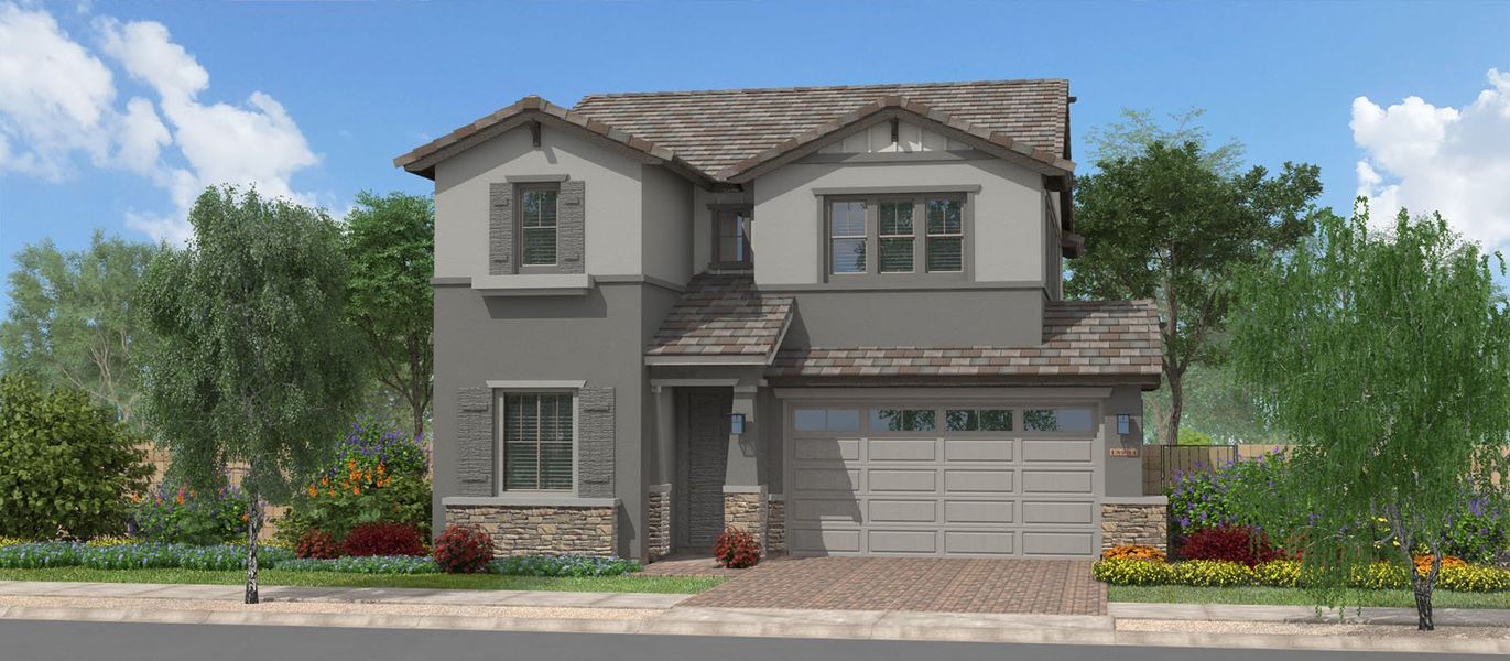 Representative exterior photo of a completed home built from the Silversmith by Fulton Homes in Redwood Valley at Prasada, Surprise, AZ (Image 6).