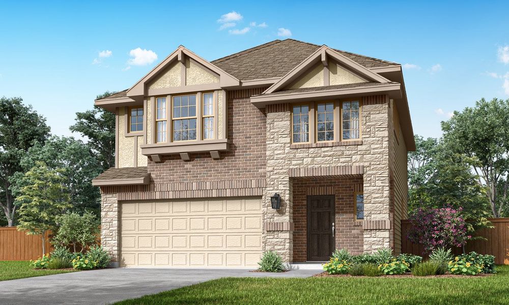 Representative exterior photo of a completed home built from the Fannin by Pacesetter Homes in Leonard Trails, Anna, TX (Image 1). Representative exterior photo of a completed home built from the Fannin by Pacesetter Homes in Leonard Trails, Anna, TX (Image 1).