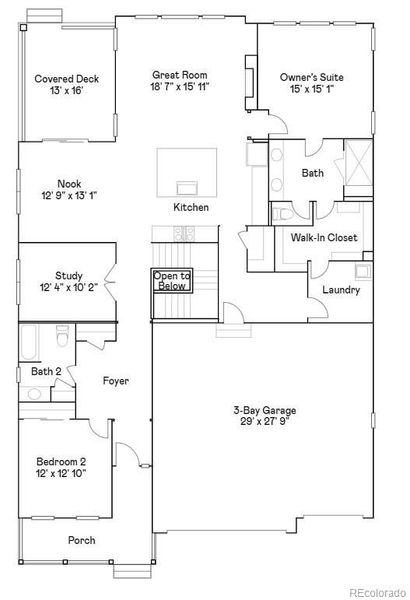 2D floor plan layout of this home in Sunset Village: The Grand Collection, Erie, CO (Image 3).