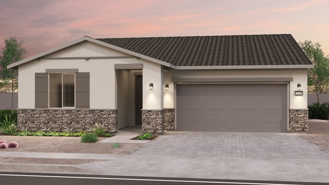 Representative exterior photo of a completed home built from the Laredo Phase 5a by Brookfield Residential in Alamar, Avondale, AZ (Image 15).