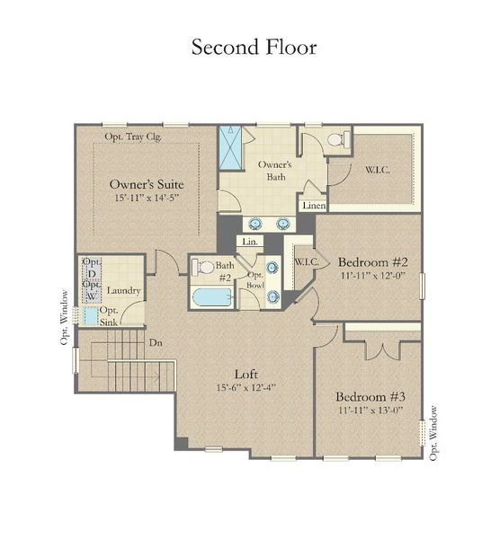 2D floor plan layout for the Hawthorne by DRB Homes in Sidney Creek Single Family, Zebulon, NC (Image 9).