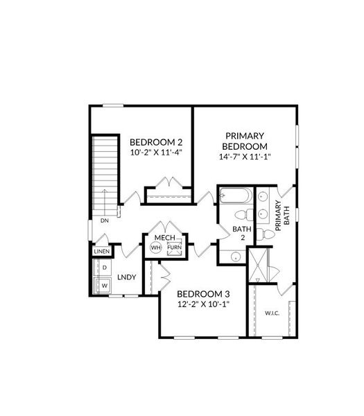 2D floor plan layout for the The Rainey by Stanley Martin Homes in The Mill at Woodcreek Farms, Elgin, SC (Image 4).