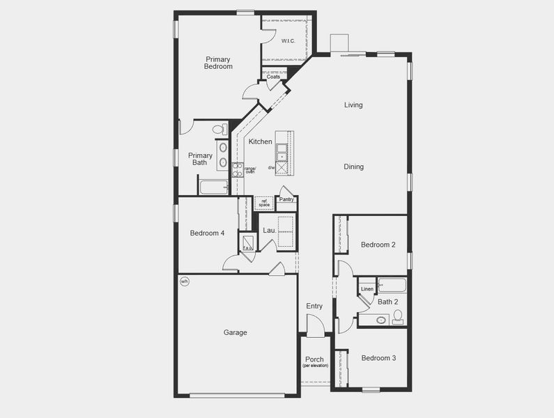 2D floor plan layout for the Plan 1989 by KB Home in Oasis Reserve, Orlando, FL (Image 3).
