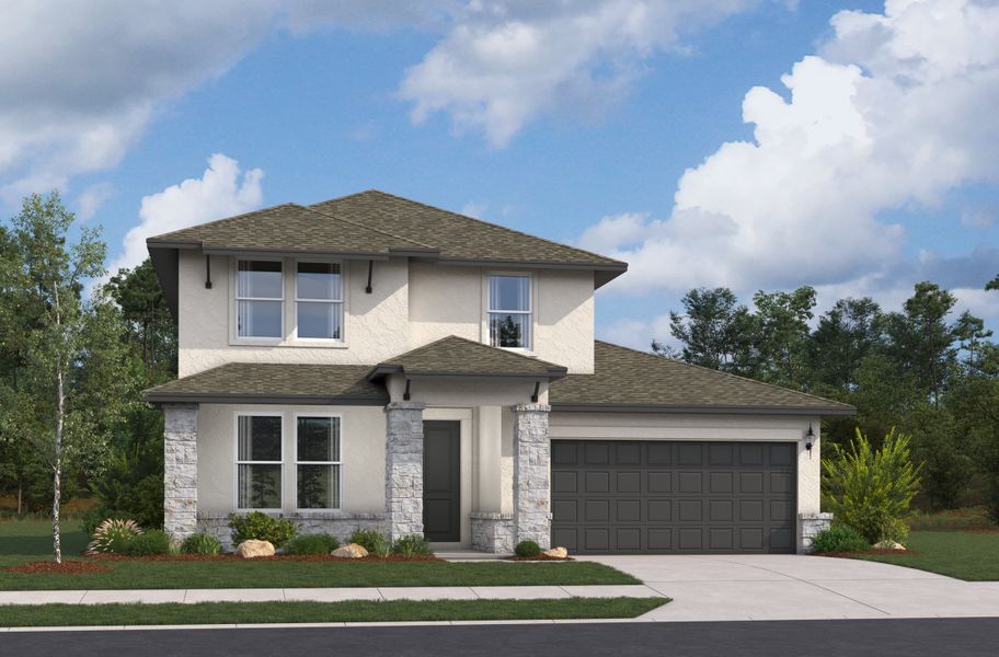 Representative exterior photo of a completed home built from the Salado by Beazer Homes in Westridge, San Antonio, TX (Image 6). Representative exterior photo of a completed home built from the Salado by Beazer Homes in Westridge, San Antonio, TX (Image 6).